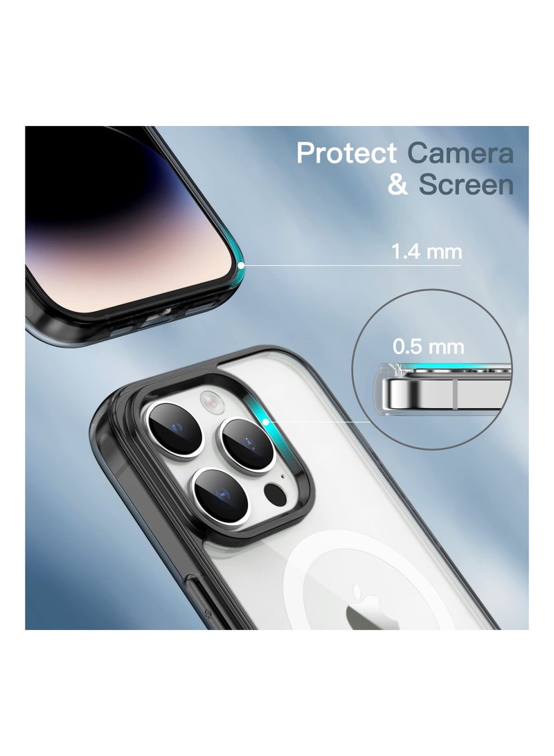 إيروريكس جراب مغناطيسي لهاتف iPhone 14 Pro Max مقاس 6.7 بوصة متوافق مع MagSafe للشحن اللاسلكي وغطاء ممتص للصدمات ومضاد للخدش وظهر شفاف أسود - Image 5
