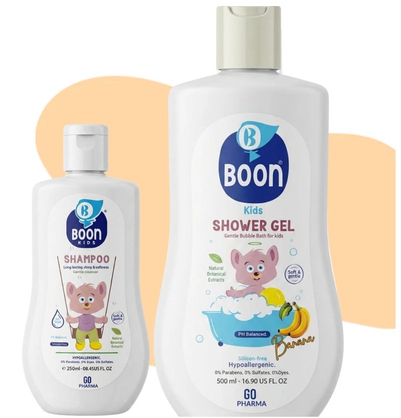 BOON Kids Shower Gel Banana 500ml & Kids Shampoo 250ml Bundle - Image 1