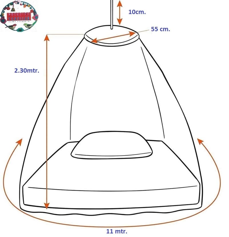 Creative Textiles Ceiling Hanging Mosquito Net I Machardani for Double Bed King Size I Polyster Canopy Circular Curtain for Bedroom I Keeps Away Insects and Flies - Red - Image 4