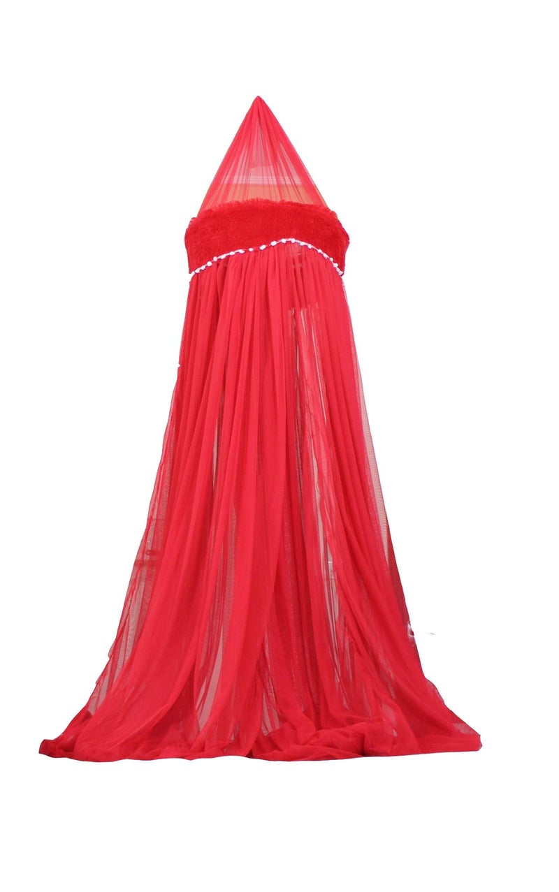 Creative Textiles Ceiling Hanging Mosquito Net I Machardani for Double Bed King Size I Polyster Canopy Circular Curtain for Bedroom I Keeps Away Insects and Flies - Red - Image 2