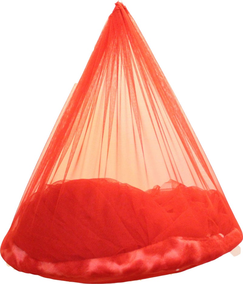 Creative Textiles Ceiling Hanging Mosquito Net I Machardani for Double Bed King Size I Polyster Canopy Circular Curtain for Bedroom I Keeps Away Insects and Flies - Red - Image 3