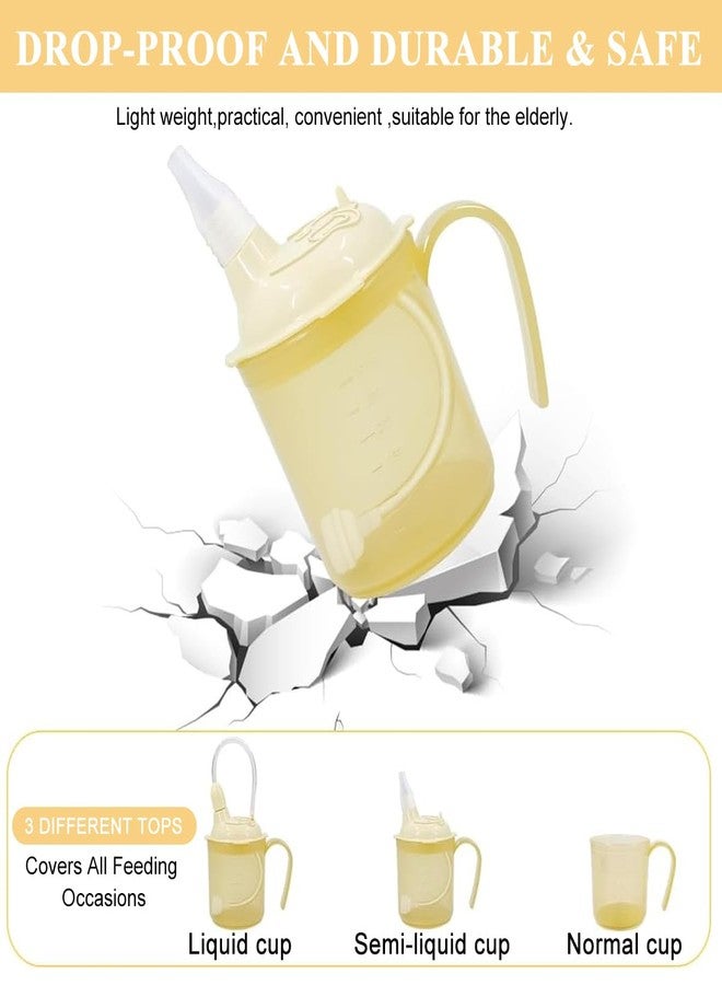 HANNEA® 300ml Liquid Food Feeding Cup with Lids and Long Flexible Straw Spill Proof Sipping Cup Easy Grip Medical Drinking Cups with Handle for Elderly, Baby, Bedridden, or Post-Surgery Care - Image 4