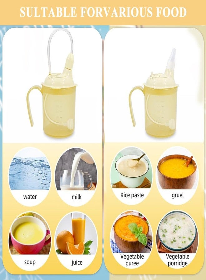 HANNEA® 300ml Liquid Food Feeding Cup with Lids and Long Flexible Straw Spill Proof Sipping Cup Easy Grip Medical Drinking Cups with Handle for Elderly, Baby, Bedridden, or Post-Surgery Care - Image 5
