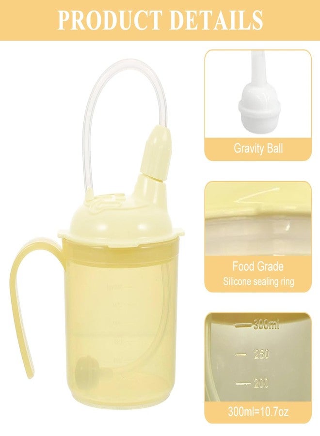 HANNEA® 300ml Liquid Food Feeding Cup with Lids and Long Flexible Straw Spill Proof Sipping Cup Easy Grip Medical Drinking Cups with Handle for Elderly, Baby, Bedridden, or Post-Surgery Care - Image 3