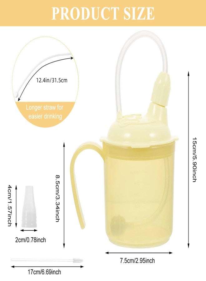 HANNEA® 300ml Liquid Food Feeding Cup with Lids and Long Flexible Straw Spill Proof Sipping Cup Easy Grip Medical Drinking Cups with Handle for Elderly, Baby, Bedridden, or Post-Surgery Care - Image 2