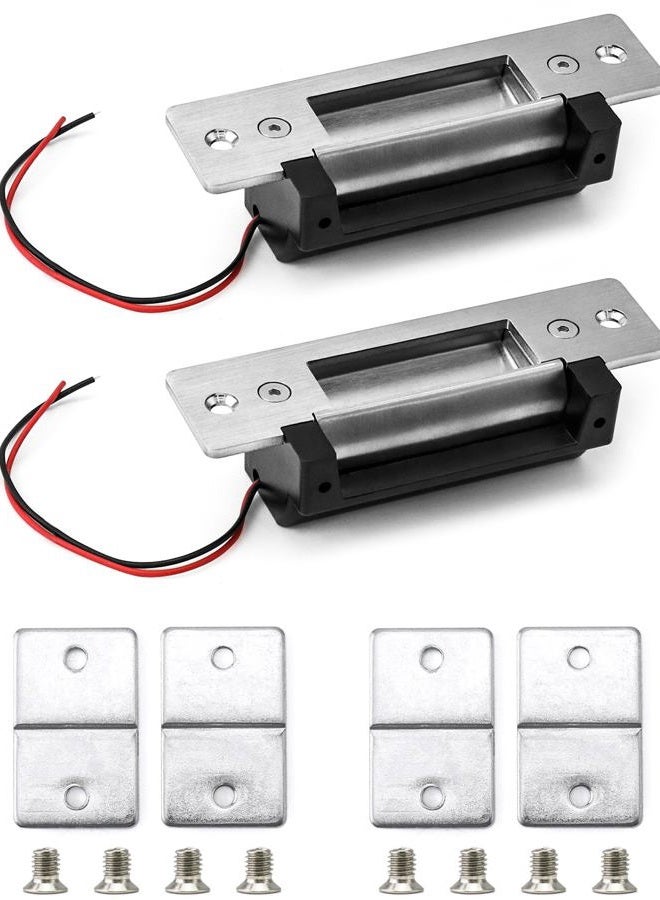 QWORK Electric Door Strike Lock, 12VDC, Fail-Safe/Fail-Secure, Heavy Duty Power Door Crash Lock for Access Control System, 2 Pack - Image 1
