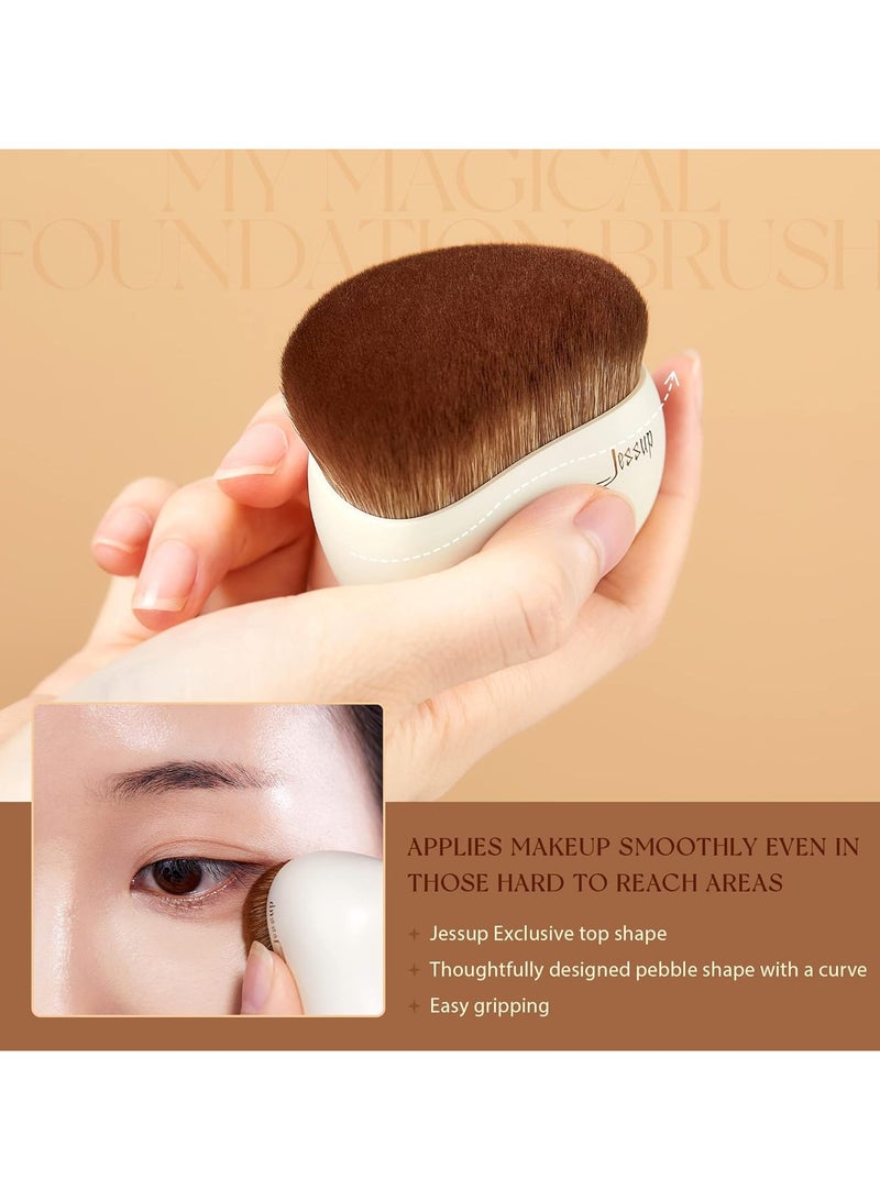 Jessup Jessup Foundation Brush Makeup Brushes 1 Pc Flat Foundation Contour Face Powder Blush Liquid Cream Light Gray SF002 - Image 4