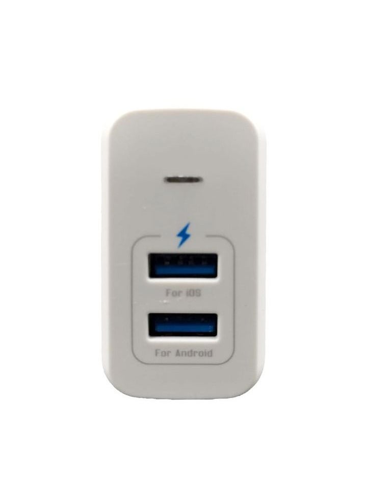 Admos - ADMOS 2 in 1 USB Charger Adapter. Fast Charging DC 5V 3.1A Cable Travel Kit Type-C Dual USB Port AM-025 - Image 1
