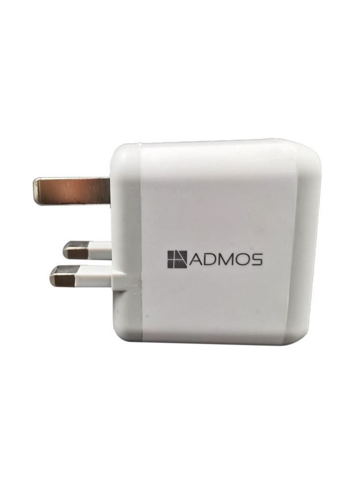 Admos - ADMOS 2 in 1 USB Charger Adapter. Fast Charging DC 5V 3.1A Cable Travel Kit Type-C Dual USB Port AM-025 - Image 1
