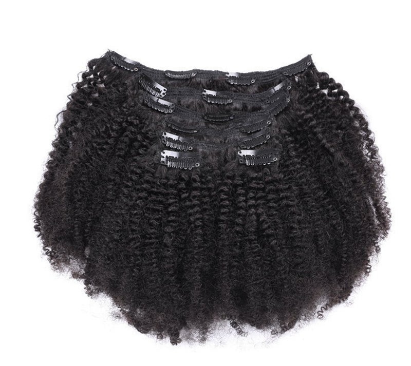 Ms Fenda Afro Kinky Curly 4B 4C Clip In Hair Extensions Brazilian Remy Virgin Hair Natural Color 120Gram 7Pcs/Set (18", Afro Kinky Curly) - Image 2