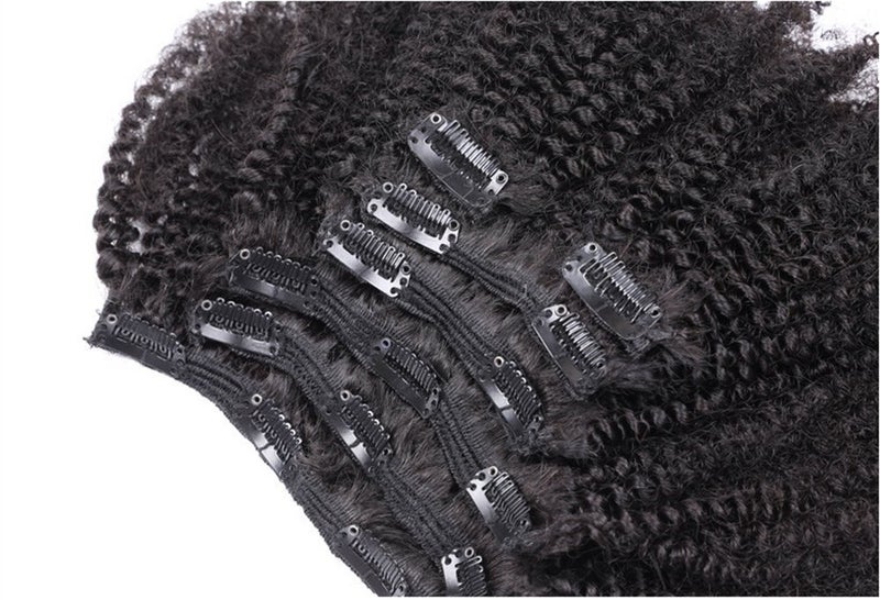 Ms Fenda Afro Kinky Curly 4B 4C Clip In Hair Extensions Brazilian Remy Virgin Hair Natural Color 120Gram 7Pcs/Set (18", Afro Kinky Curly) - Image 4