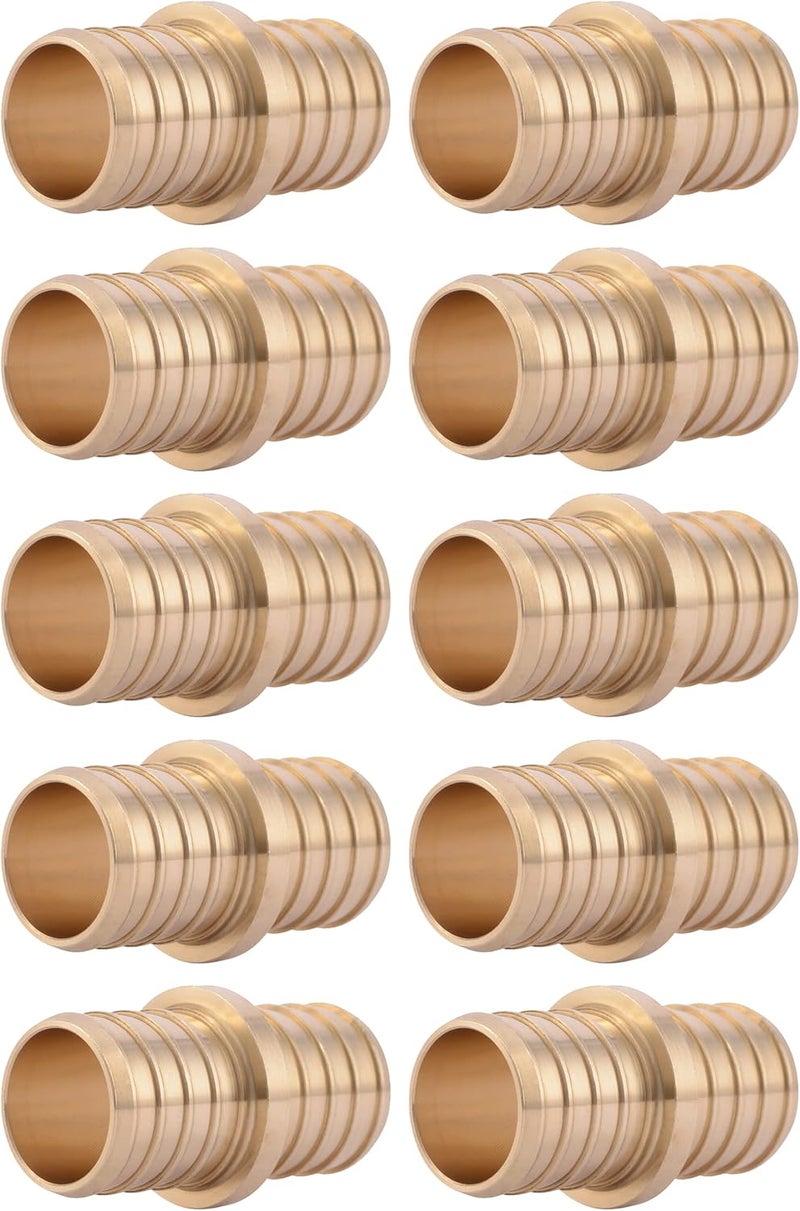 SharkBite 1 Inch Crimp Coupling, Pack of 10, Brass Plumbing Fitting, PEX Pipe, PE-RT, UC020LF - Image 1