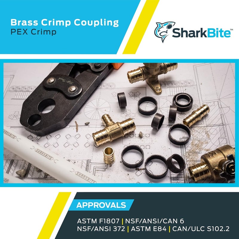 SharkBite 1 Inch Crimp Coupling, Pack of 10, Brass Plumbing Fitting, PEX Pipe, PE-RT, UC020LF - Image 5