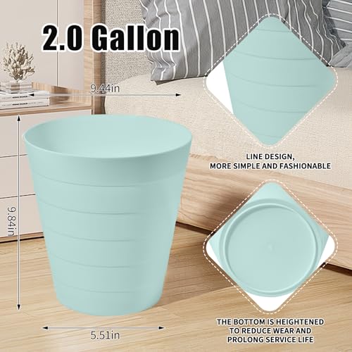ZXJ Small Trash Can - Round Waste Basketbin - 2 Gallon - Green - Bathrooms, Laundry Room, Kitchens, Offices - Image 2