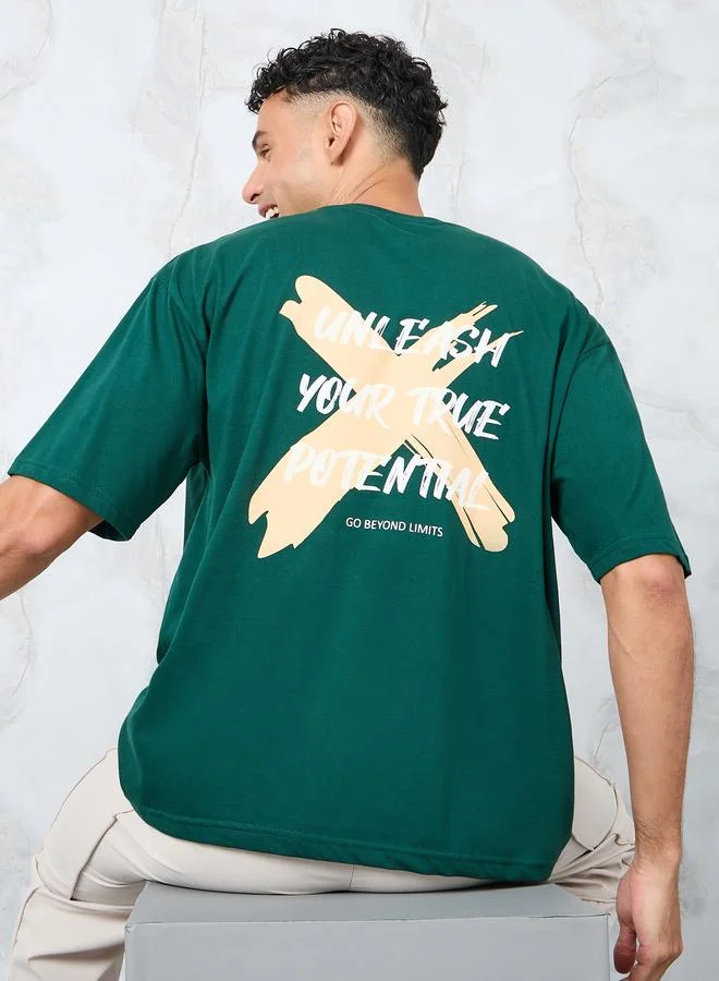 ستايلي Styli Unleash Your Potential Slogan Oversized T-Shirt