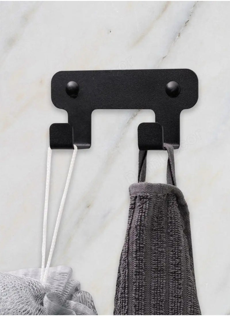 Generic Clothes & towel hanger 2 hooks Black stainless steel . 