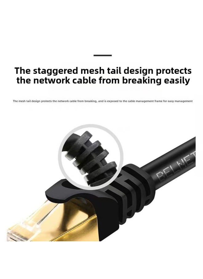 Generic Class 7 10 Gigabit Finished Network Cable Cat7 Double Shielded Oxygen-free Copper Data Center Project Dedicated Test Network Cable Jumper-Color:Black-Line Length:30 M  - Image 3