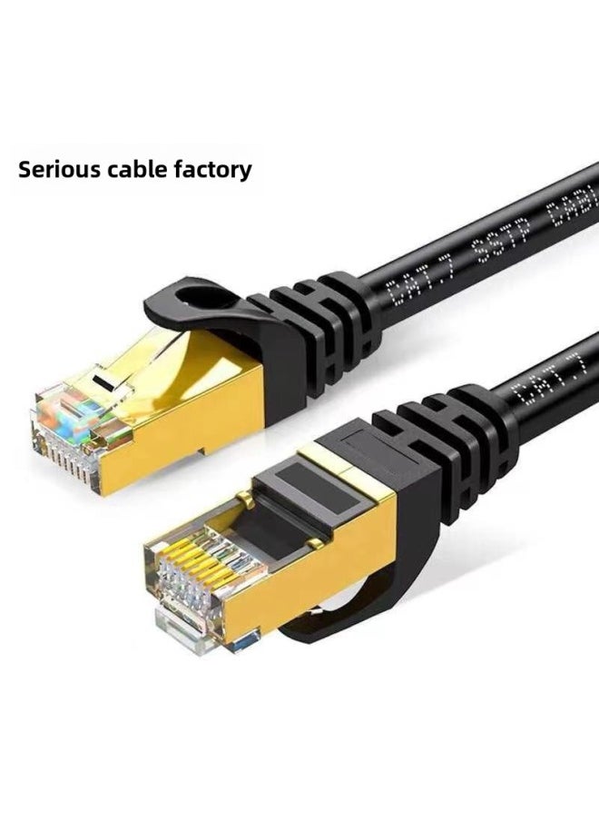 Generic Class 7 10 Gigabit Finished Network Cable Cat7 Double Shielded Oxygen-free Copper Data Center Project Dedicated Test Network Cable Jumper-Color:Black-Line Length:30 M  - Image 2