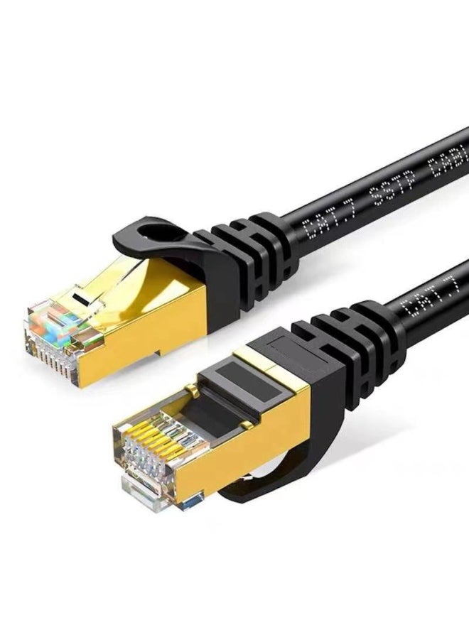 Generic Class 7 10 Gigabit Finished Network Cable Cat7 Double Shielded Oxygen-free Copper Data Center Project Dedicated Test Network Cable Jumper-Color:Black-Line Length:30 M  - Image 1