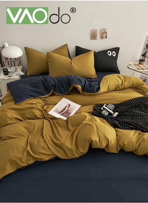 4PCS Bedding Fitted Sheet Set, Deep Pocket Soft Microfiber -Shrinkage and Fade Resistant Comforter Set, Skin Friendly Bedding Set, Including Fitted Sheet Duvet Cover and 2 Pillows Comforter Sets 200*230CM