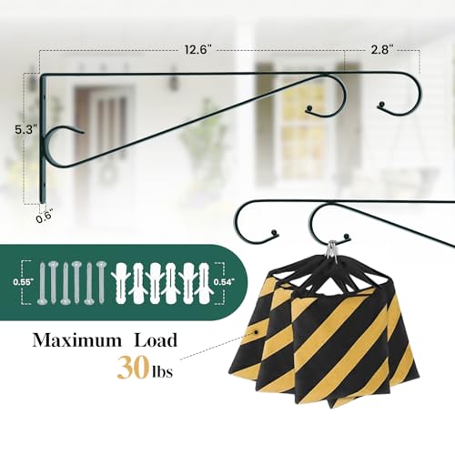 Hystun Plant Hangers Outdoor (2 Pack-15.4 Inch Blackish Green) Plant Hooks Heavy Duty Iron Plant Hanger Hook for Wall, Hanging Plant Bracket for Planters, Bird Feeders, Lanterns, Wind Chimes, Outdoor - Image 3