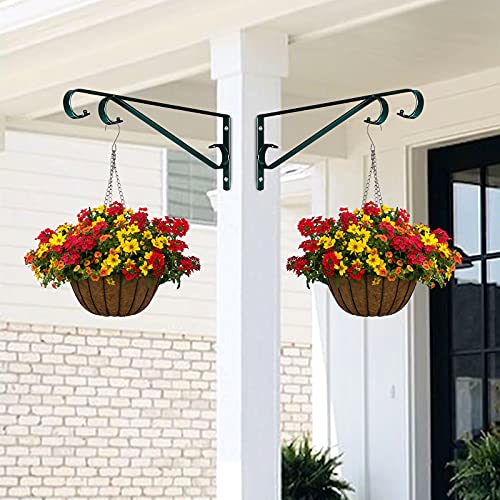Hystun Plant Hangers Outdoor (2 Pack-15.4 Inch Blackish Green) Plant Hooks Heavy Duty Iron Plant Hanger Hook for Wall, Hanging Plant Bracket for Planters, Bird Feeders, Lanterns, Wind Chimes, Outdoor - Image 2