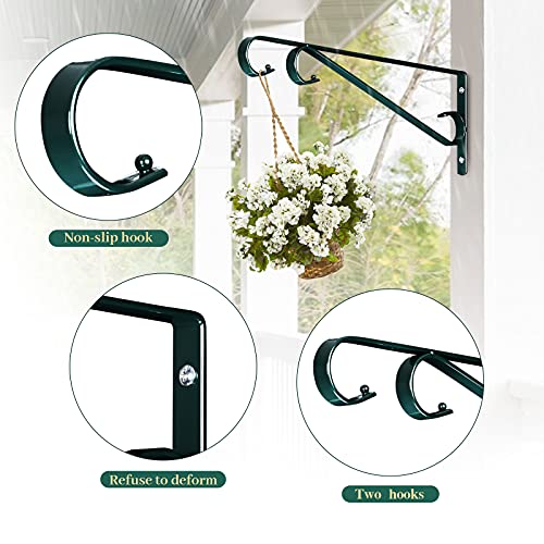 Hystun Plant Hangers Outdoor (2 Pack-15.4 Inch Blackish Green) Plant Hooks Heavy Duty Iron Plant Hanger Hook for Wall, Hanging Plant Bracket for Planters, Bird Feeders, Lanterns, Wind Chimes, Outdoor - Image 4