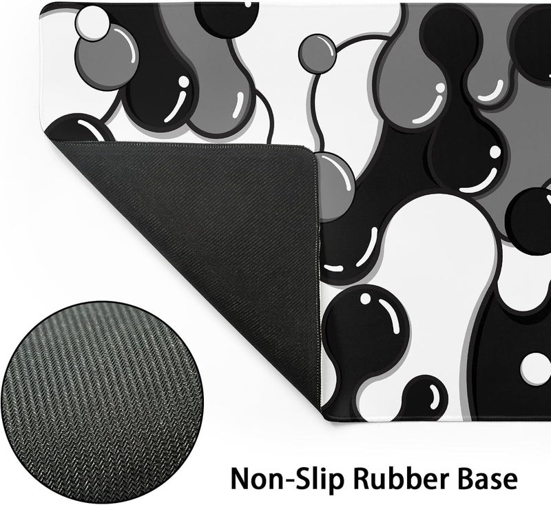 aportt Black White Grey Mouse Pad XXL Anime Cool Geometric Japanese Extended Desk Mat 90X40 CM Non-Slip Rubber Base Stitched Edge Large Mousepad for Gaming Laptop Computer Desktop 35.4×15.7 Inch - Image 3