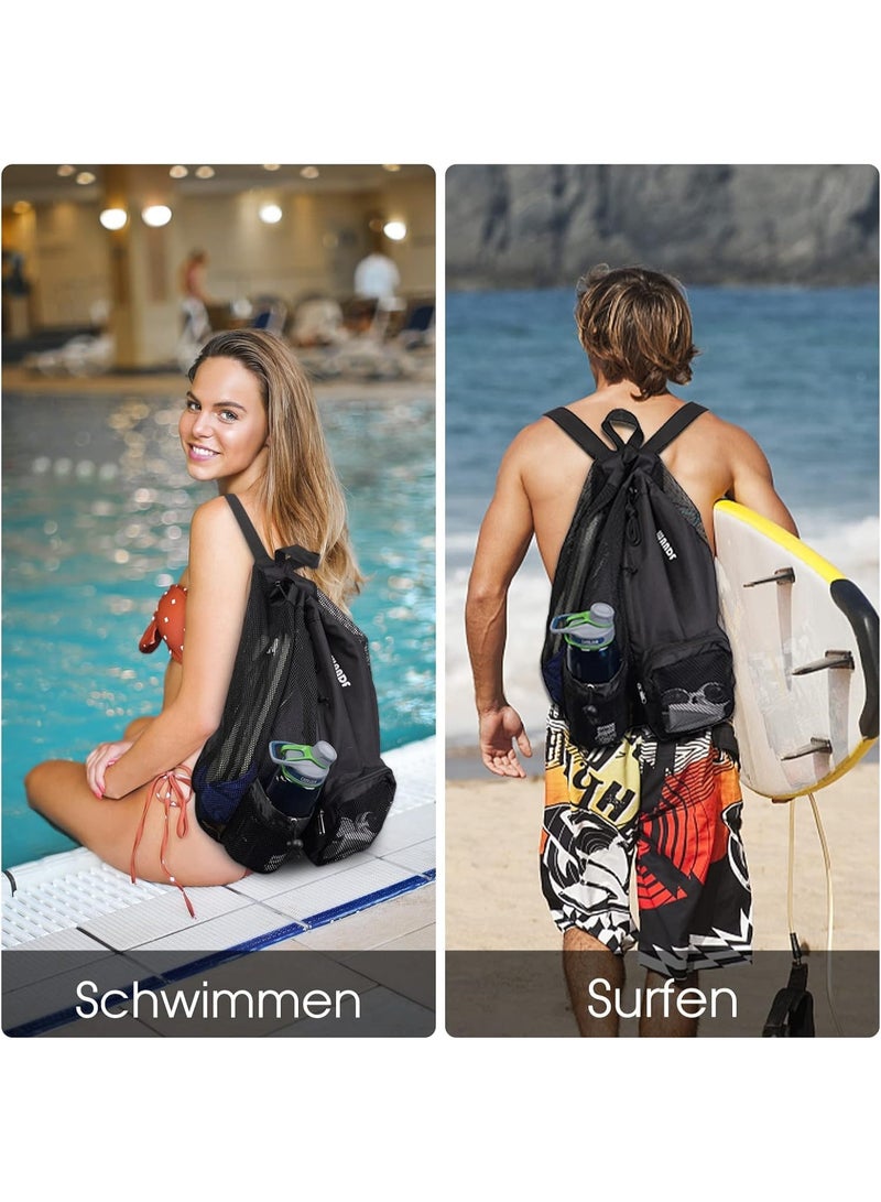 TRASSLE Swim Bag Mesh Drawstring Backpack with Wet Pocket Beach Backpack for Swimming, Gym, and Workout Gear - Image 2