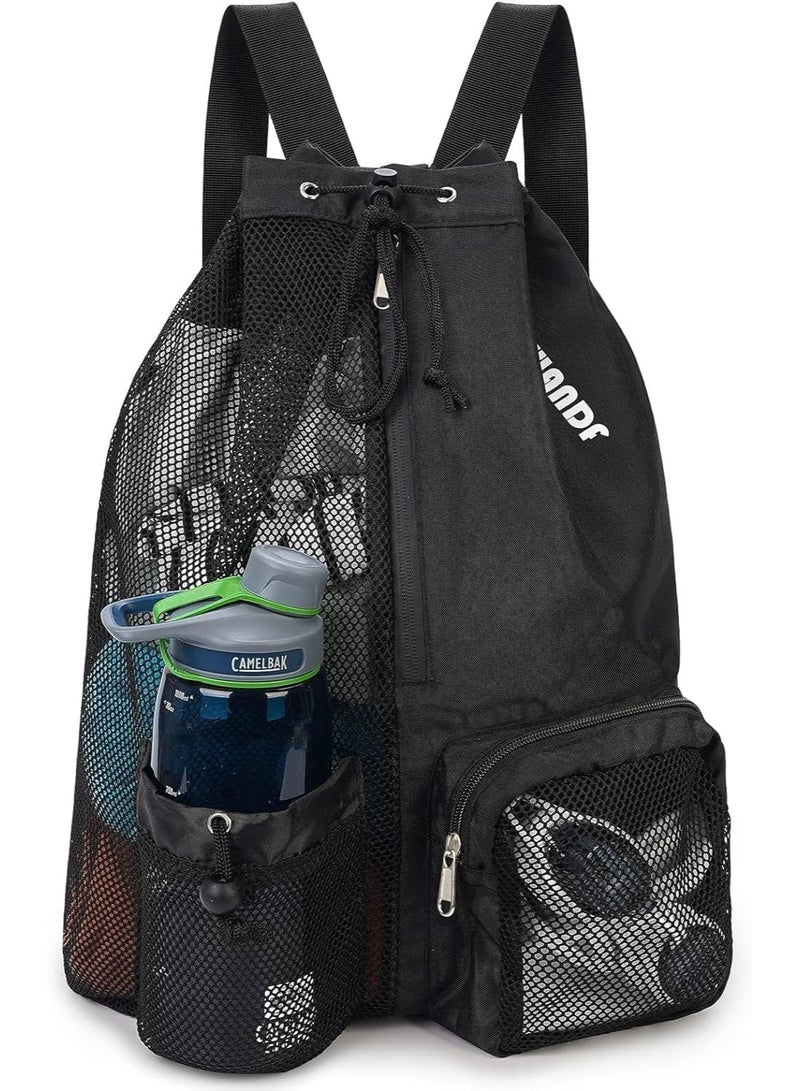 TRASSLE Swim Bag Mesh Drawstring Backpack with Wet Pocket Beach Backpack for Swimming, Gym, and Workout Gear - Image 1