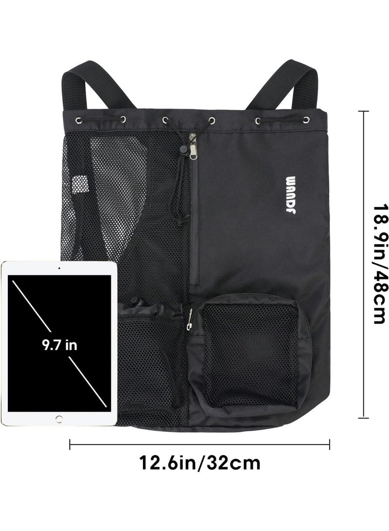 TRASSLE Swim Bag Mesh Drawstring Backpack with Wet Pocket Beach Backpack for Swimming, Gym, and Workout Gear - Image 5