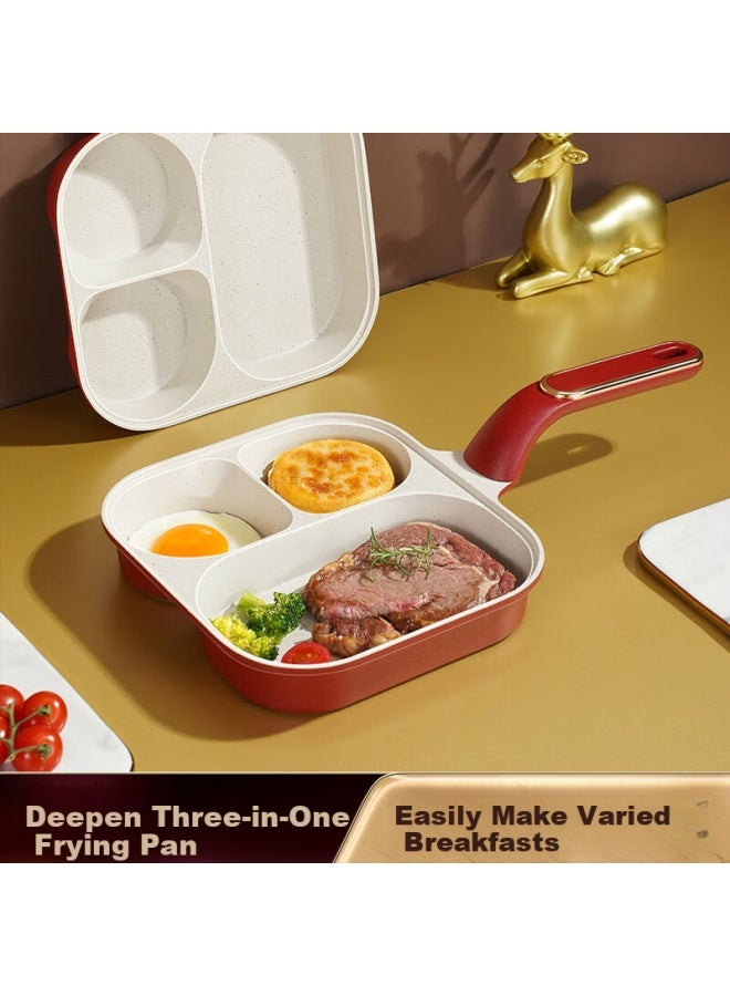 Ssn Three-in Breakfast Pan, Deep Frying Egg Pan, Egg Frying Tool, Breakfast Griddle, Egg Burger Pan, Pancake Pan, Egg Hamburger Pan - Image 2