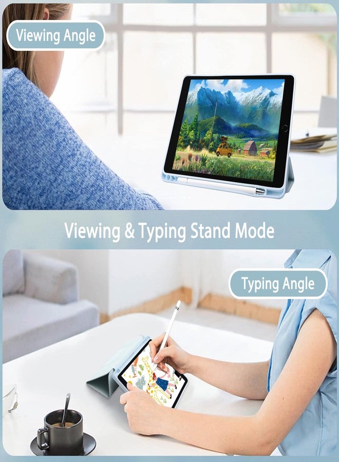 JOYLAND جراب Joyland بنمط فيونكة مخططة لجهاز iPad من الجيل العاشر (10.9 بوصة، 2022) / (A16) من الجيل الحادي عشر (11 بوصة، 2025)، مزود بحامل قلم مدمج وغطاء خلفي شفاف مقاوم للصدمات، وخاصية التشغيل/الإيقاف التلقائي، لون أزرق - Image 5