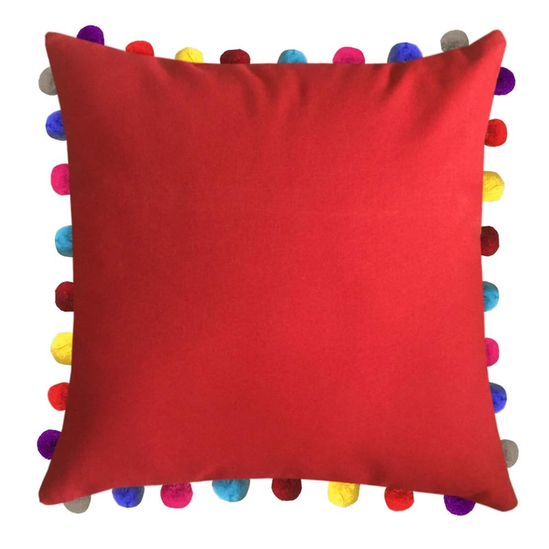 Lushomes Cushion Cover 24x24 Boho Cushion Covers Sofa Pillow Cover Cushion Covers with Tassels Cushion Cover with pom pom 24x24 Inches Set of 5Red - Image 2