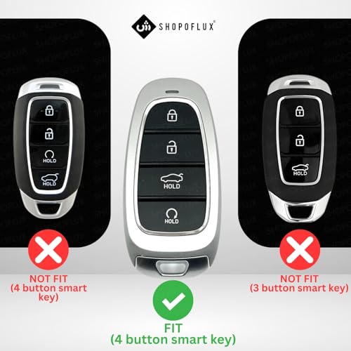 SHOPOFLUX Metal Key Cover Compatible for Hyundai Tucson Car 4 button smart key - Image 2