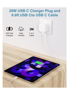 Anmi 2 Pack 20W USB C Fast Charger with 2m Cable, UK Wall Plug Adapters and Durable Nylon Braided Type C to C Charging Cable for iPhone16 15 Plus Pro Max, iPad Pro Ari Mini.  - Image 2