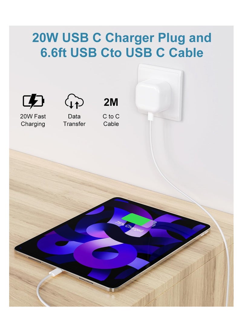 Anmi - 2 Pack 20W USB C Fast Charger with 2m Cable, UK Wall Plug Adapters and Durable Nylon Braided Type C to C Charging Cable for iPhone16 15 Plus Pro Max, iPad Pro Ari Mini. - Image 1