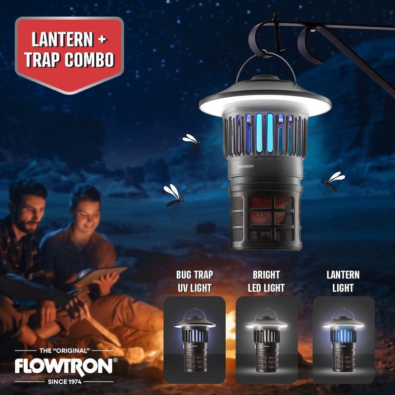 Flowtron Bug Trap Lantern | 2-in-1 UV Mosquito Trap & LED Camping Lantern, 21000 Sq Ft Coverage, 4000mAh Rechargeable Battery, Cordless Insect Trap with Fan for Patio Backyard Indoor Outdoor - Image 4