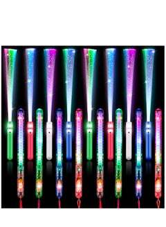 SYOSI Color Glow Sticks, KASTWAVE Glow in the Dark Party Supplies Includes 4 Fiber Optic Light up Wand and 4 LED Glow Sticks Glow Flashing Wands Multi Color Glow Sticks for Party Included (8 Pieces)  - Image 1