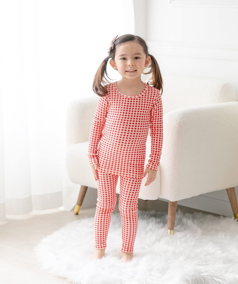 AVAUMA Baby Boys Girls Pajama Set 6M-7T Kids Cute Toddler Snug fit Pattern Design Pjs Cotton Sleepwear (Check.Red.S) - Image 3