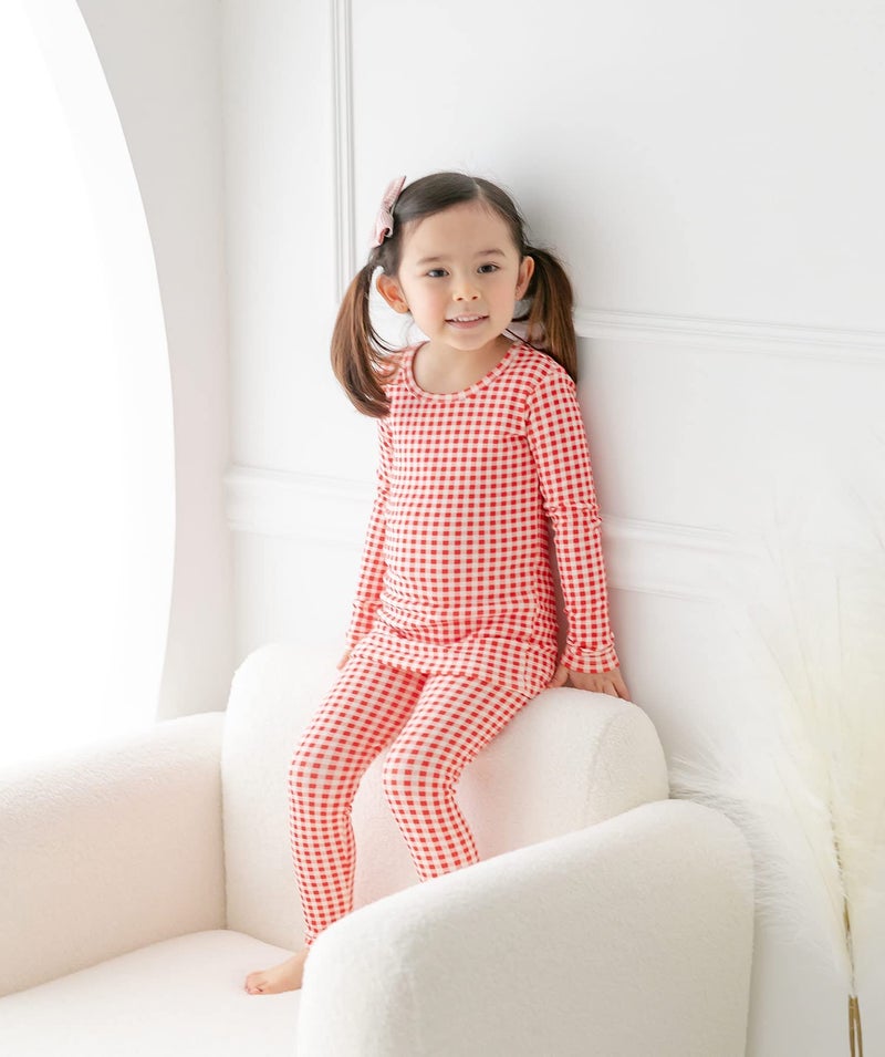 AVAUMA Baby Boys Girls Pajama Set 6M-7T Kids Cute Toddler Snug fit Pattern Design Pjs Cotton Sleepwear (Check.Red.S) - Image 2