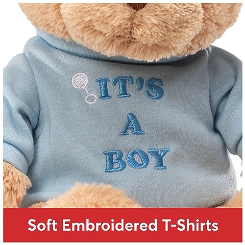 GUND “It’s a Boy” Message Bear with Blue T-Shirt, Teddy Bear Stuffed Animal for Ages 1 and Up, Brown, 12” - Image 2