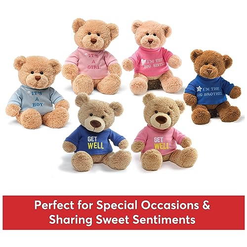 GUND “It’s a Boy” Message Bear with Blue T-Shirt, Teddy Bear Stuffed Animal for Ages 1 and Up, Brown, 12” - Image 4