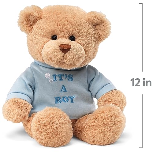 GUND “It’s a Boy” Message Bear with Blue T-Shirt, Teddy Bear Stuffed Animal for Ages 1 and Up, Brown, 12” - Image 3