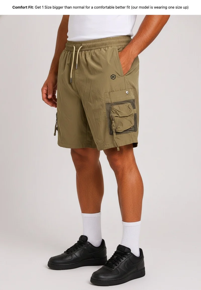 Prima Ace Men's Cargo Shorts Functional Outdoor & Active Premium Khaki Green