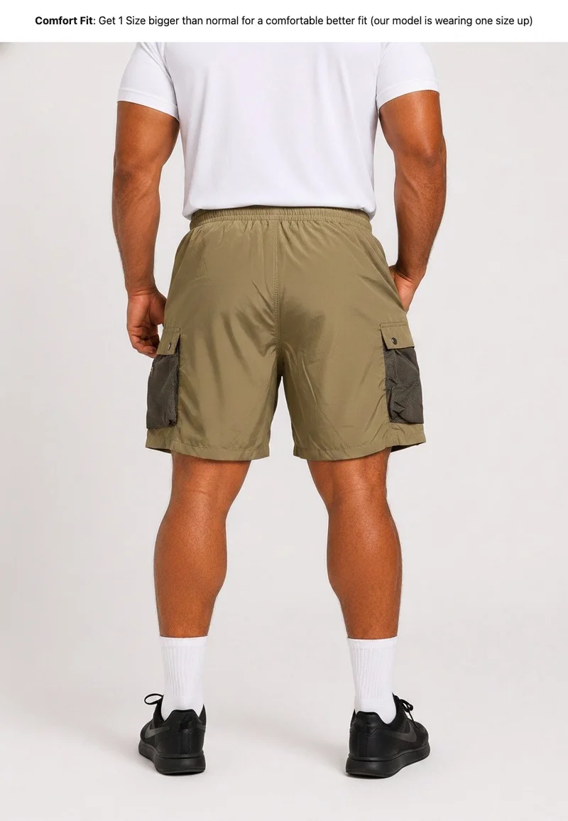 Prima Ace Men's Cargo Shorts Functional Outdoor & Active Premium Khaki Green