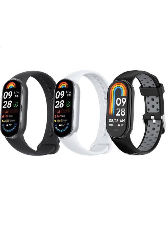 KMaxAI حزام ضفيرة متوافق مع Xiaomi Band 9/8/Nfc، سوار ذكي، حزام ساعة ضفيرة نايلون، حزام معصم بديل بحلقة رياضية، دوبامين، أسود عميق - Image 3