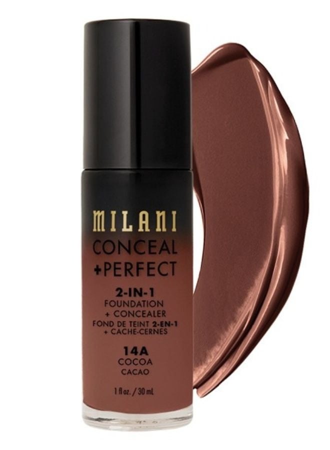 Milani Conceal + Perfect 2-in-1 Foundation + Concealer –  14 A Coca Full-Coverage, Long-Wear, 30ml - Image 1