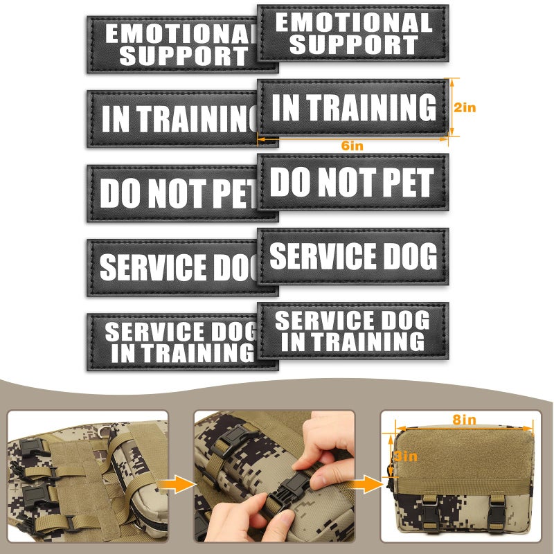 WINSEE Tactical Dog Harness with Dog Leash, Service Working MOLLE Vest with 10 Pet Patches for Dog, No Pull Military Harness and Backpack for Training Hunting Walking - Image 5
