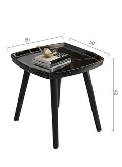 Sharpdo Modern Living Room Small Square Table Coffee Table Side Table Black Marble Texture Square Table Suitable for Bedroom Living Room Bay Window 50*50*48CM  - Image 4